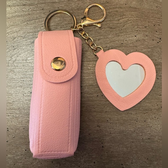 Accessories - Pink Heart Keychain with Lipstick Holder